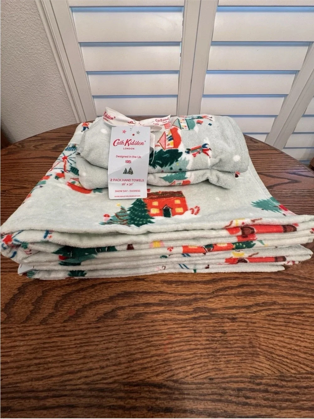 Cath Kidston London Snow Day Towel Set – 2 Bath & 2 Hand Towels Christmas Cotton
